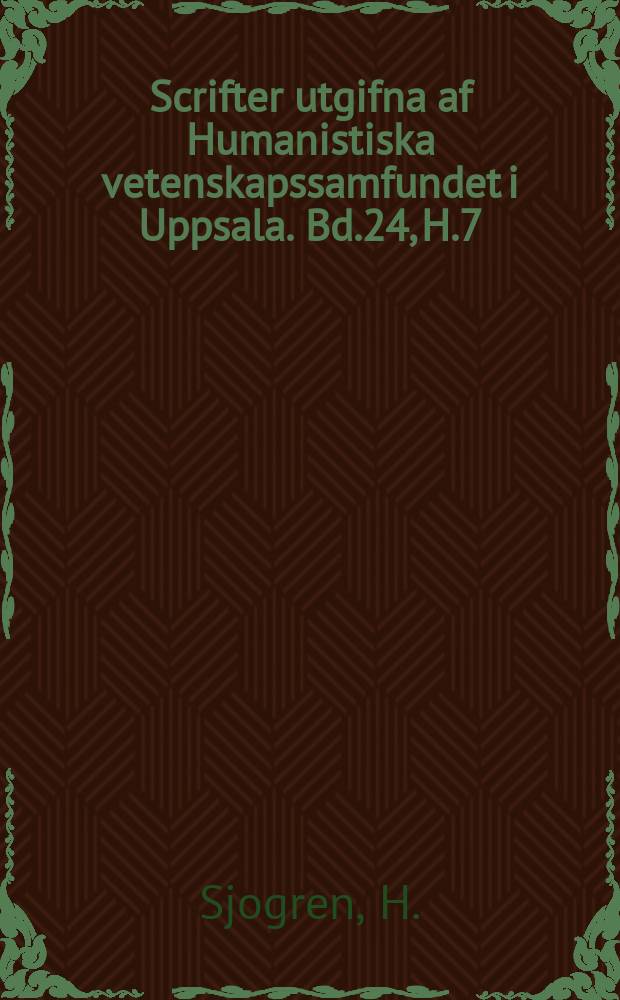Scrifter utgifna af Humanistiska vetenskapssamfundet i Uppsala. [Bd.]24, [H.]7 : Ad gieronis epistulas ad Atticum adnotationes
