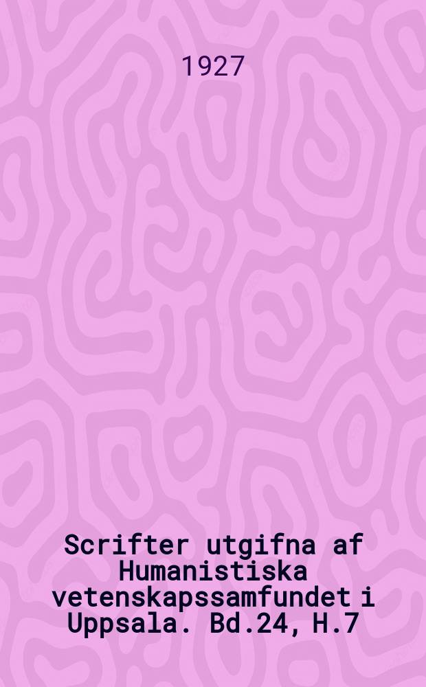 Scrifter utgifna af Humanistiska vetenskapssamfundet i Uppsala. [Bd.]24, [H.]7 : Ad gieronis epistulas ad Atticum adnotationes