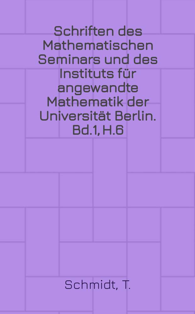 Schriften des Mathematischen Seminars und des Instituts f&uuml;r angewandte Mathematik der Universit&auml;t Berlin. Bd.1, H.6 : &Uuml;ber die Zerlegung des n - dimensionalen Raumes in Gitterf&ouml;rmig angeordnete W&uuml;rfel