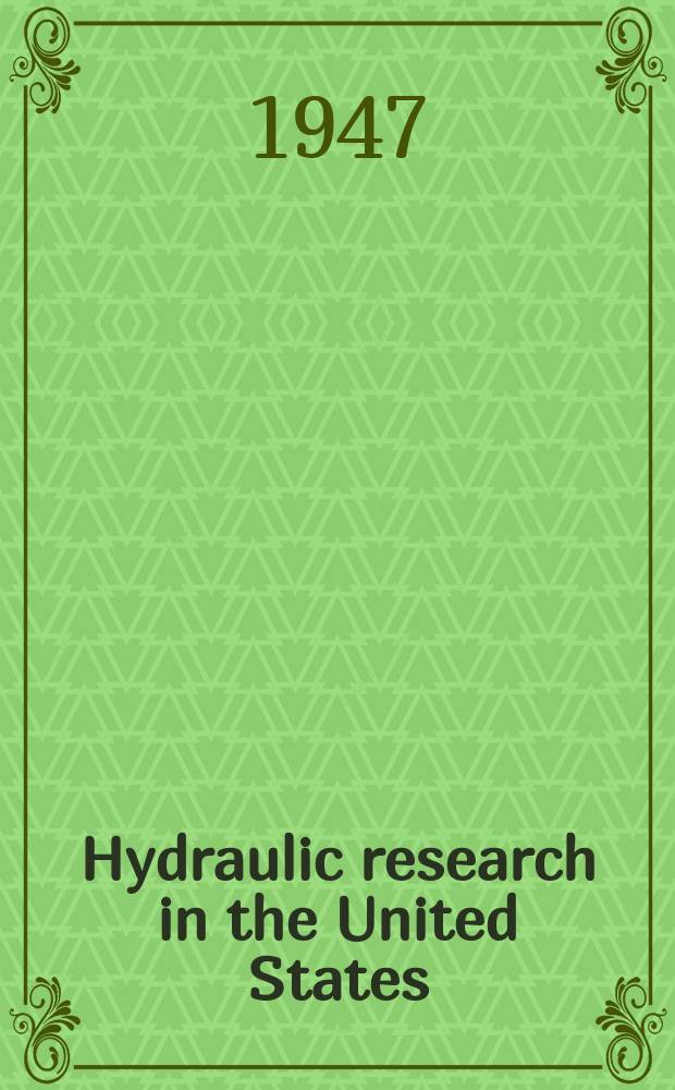 Hydraulic research in the United States