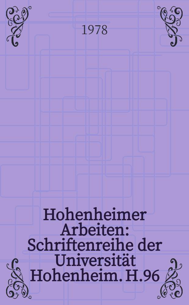 Hohenheimer Arbeiten : Schriftenreihe der Universität Hohenheim. H.96 : Regionalpolitik im ländlichen Raum