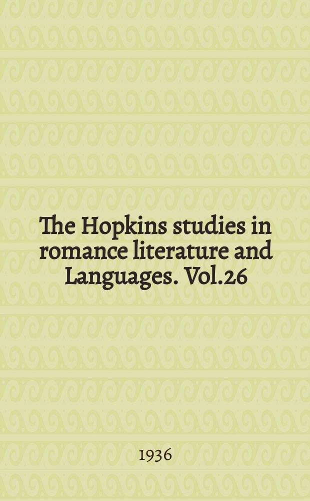 The Hopkins studies in romance literature and Languages. Vol.26 : Tite Tragi com&eacute;die de Jean Magnon (1660)