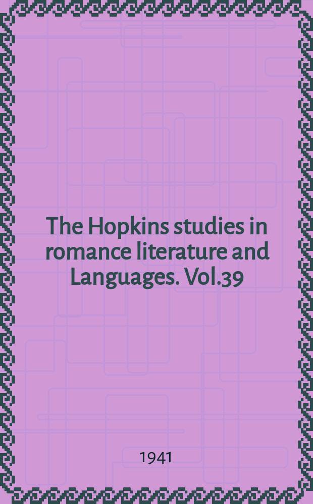 The Hopkins studies in romance literature and Languages. Vol.39 : Voltaire in America 1744-1800