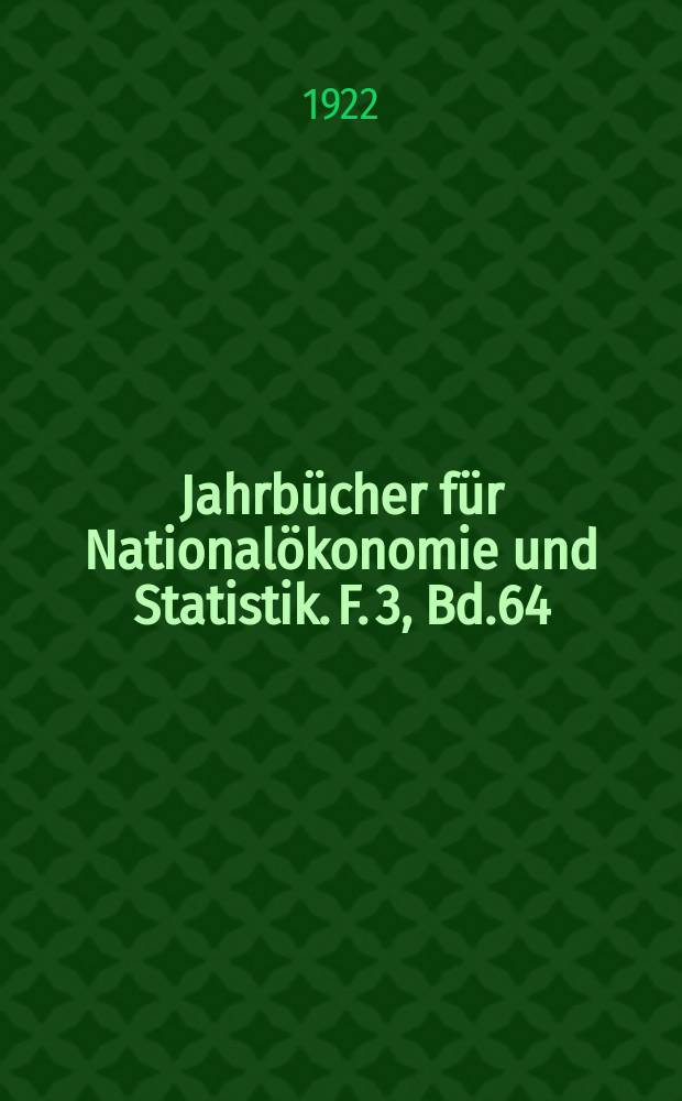 Jahrbücher für Nationalökonomie und Statistik. F. 3, Bd.64(119), Указатель