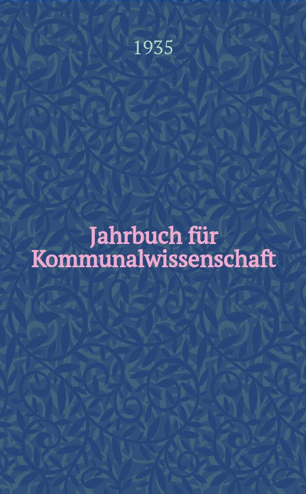 Jahrbuch für Kommunalwissenschaft