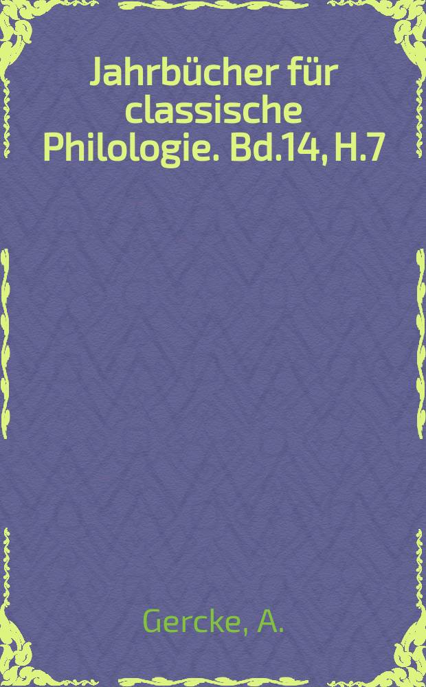 Jahrbücher für classische Philologie. Bd.14, H.7 : Chrysippea