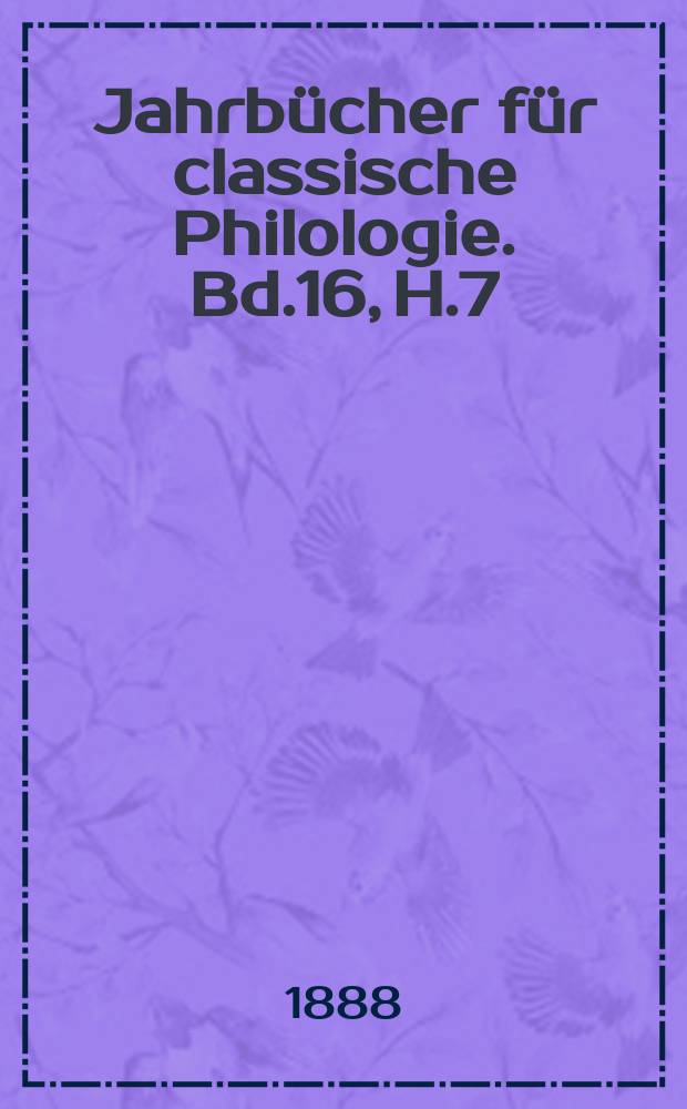 Jahrbücher für classische Philologie. Bd.16, H.7 : De M. Terentii Varronis apud ...
