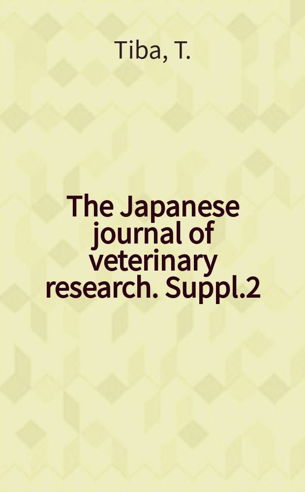 The Japanese journal of veterinary research. Suppl.2 : Methodologisch Orientierle quantitative Untersuchung der Spermatogenese beim Bullen