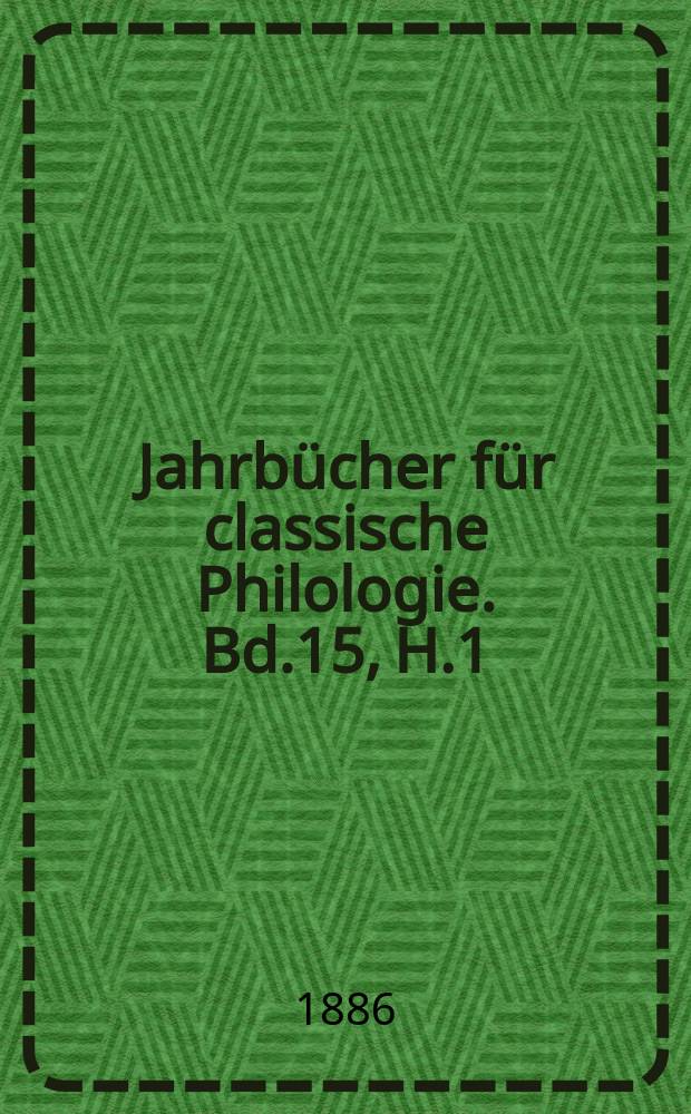 Jahrbücher für classische Philologie. Bd.15, H.1 : De alis, qualis in exercity Romano ...