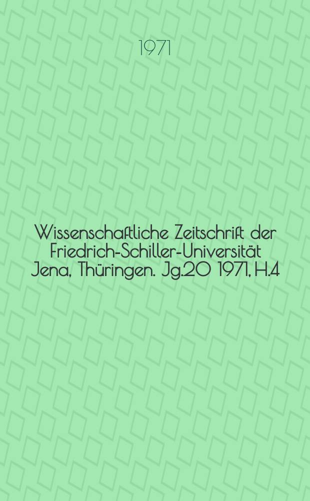 Wissenschaftliche Zeitschrift der Friedrich-Schiller-Universität Jena, Thüringen. Jg.20 1971, H.4 : Beiträge zur Problemgeschichte der Sozialpsychologie