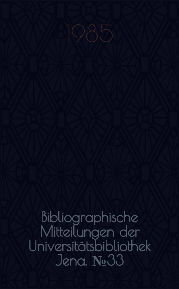 Bibliographische Mitteilungen der Universit&auml;tsbibliothek Jena. №33 : Die teratogen beeinflusste Palatogenese