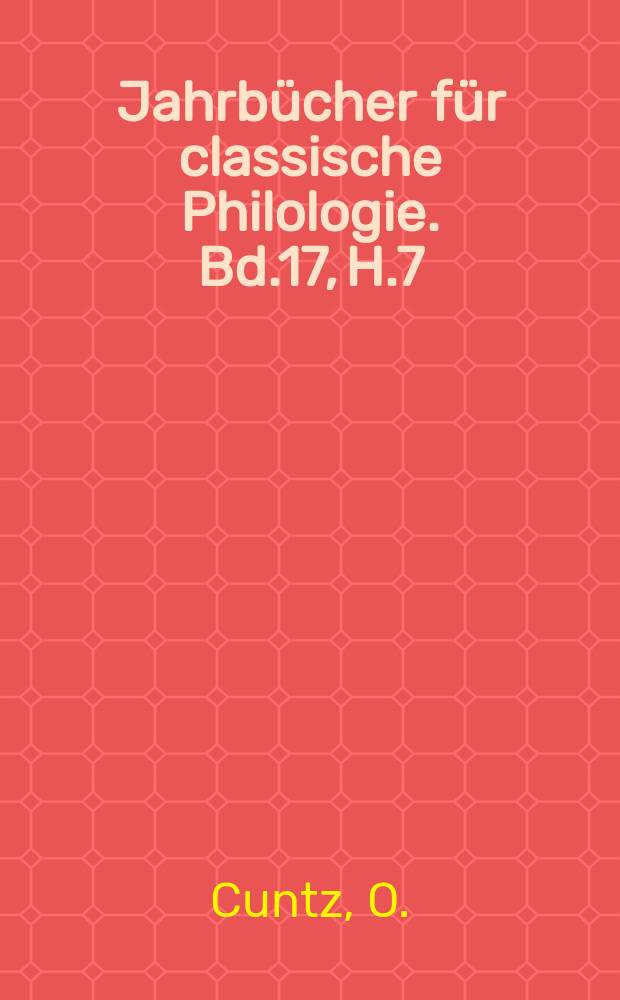 Jahrbücher für classische Philologie. Bd.17, H.7 : Agrippa und Augustus als ...