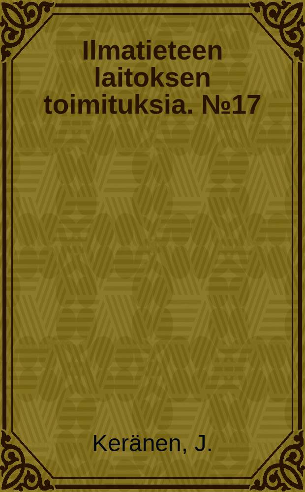 Ilmatieteen laitoksen toimituksia. №17 : Temperaturkarten von Finnland