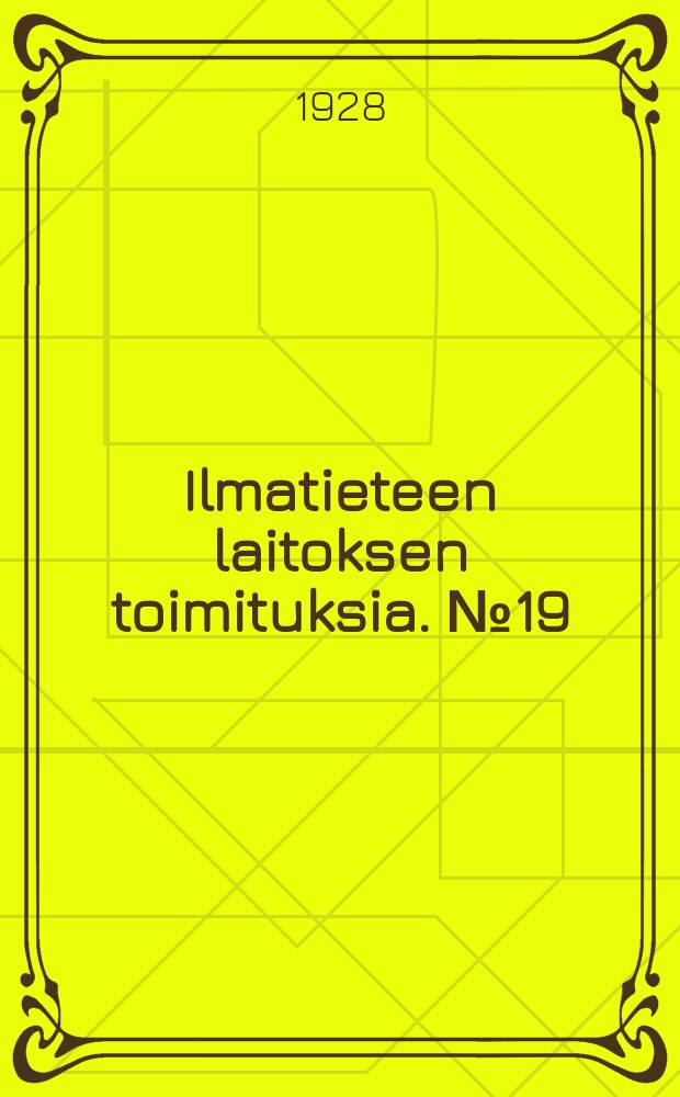 Ilmatieteen laitoksen toimituksia. №19 : &Uuml;ber die Eigenschaften der Lufttemperatur in Helsinki