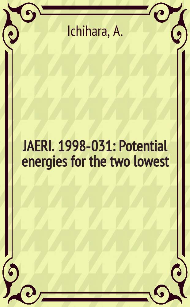 JAERI. 1998-031 : Potential energies for the two lowest