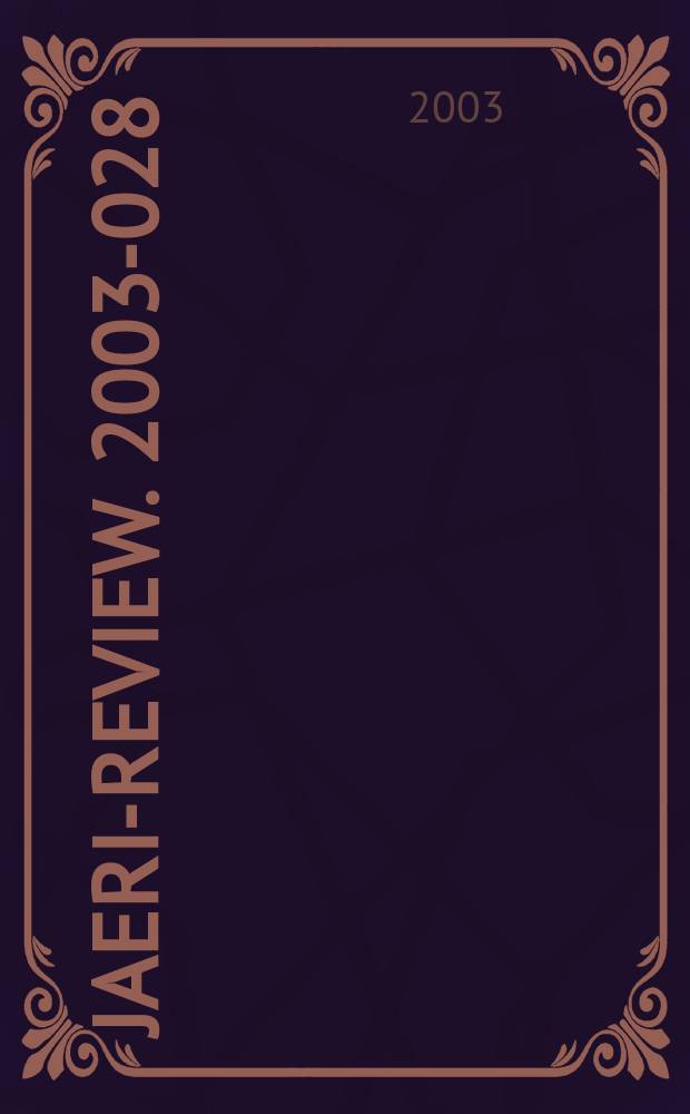 JAERI-Review. 2003-028