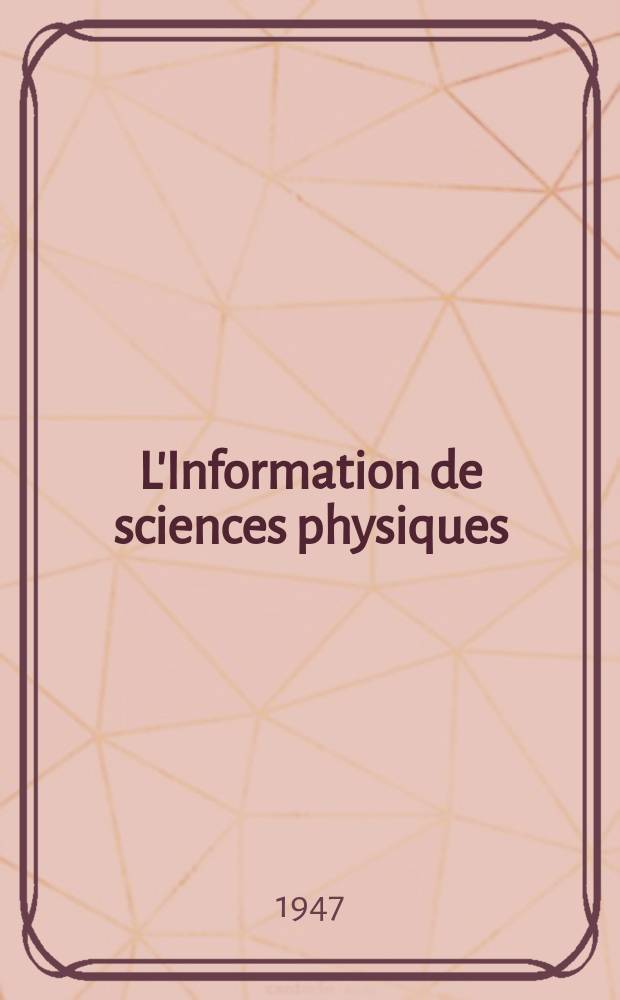 L'Information de sciences physiques : Pour l'enseignement