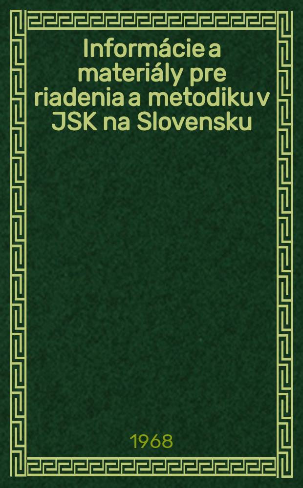 Inform&aacute;cie a materi&aacute;ly pre riadenia a metodiku v JSK na Slovensku : Bull. pre riadiacu a metodick&uacute; pr&aacute;cu v JSK. Č.32 : Zpr&aacute;va o zasadani V&yacute;konn&eacute;bo v&yacute;boru v Lond&yacute;ne