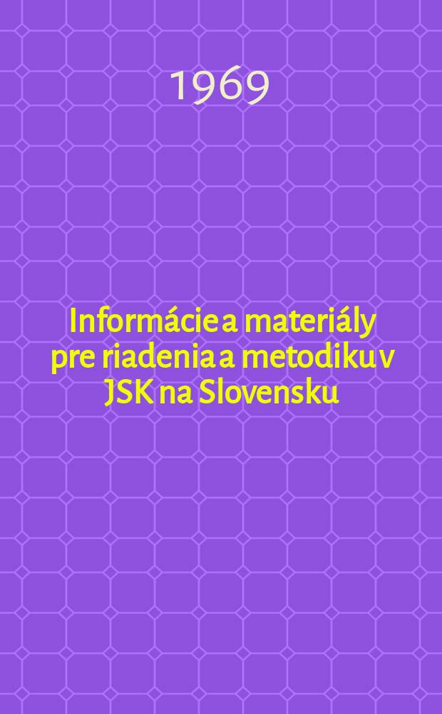 Informácie a materiály pre riadenia a metodiku v JSK na Slovensku : Bull. pre riadiacu a metodickú prácu v JSK. Č.39 : Informácia o Medzinárodnom sympóziu o vidieckom knihovníctve Tatranská Lomnica 28-30 V 1969