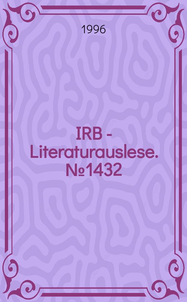 IRB - Literaturauslese. №1432 : Ökologie in der Städterneuerung