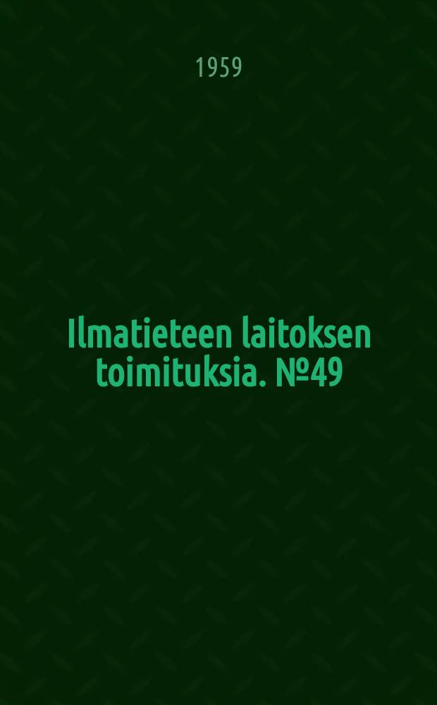 Ilmatieteen laitoksen toimituksia. №49 : Aeronautical meteorological tables at Kuopio and Vaasa airports