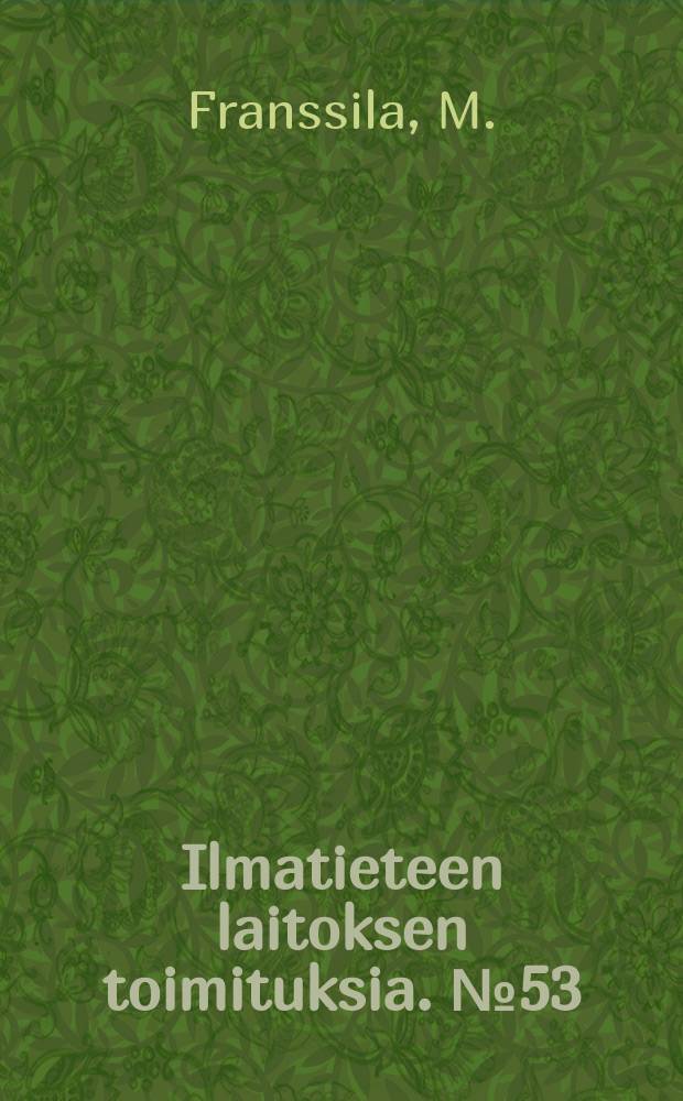 Ilmatieteen laitoksen toimituksia. №53 : On the temperature conditions in a large aapa bog are a in Finnish Lapland