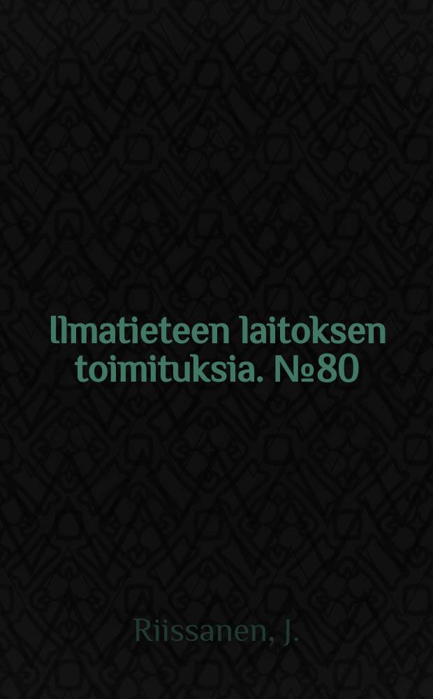 Ilmatieteen laitoksen toimituksia. №80 : Some features of wind variation in the friction ...