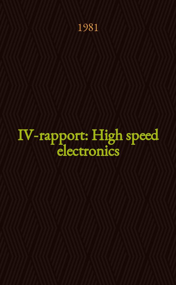 IVA- rapport : High speed electronics