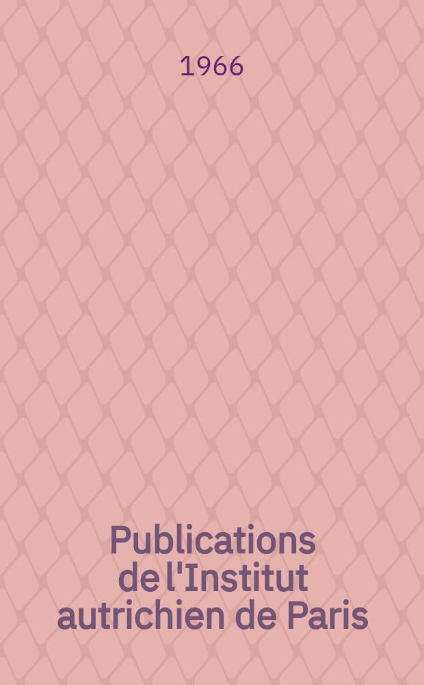 Publications de l'Institut autrichien de Paris