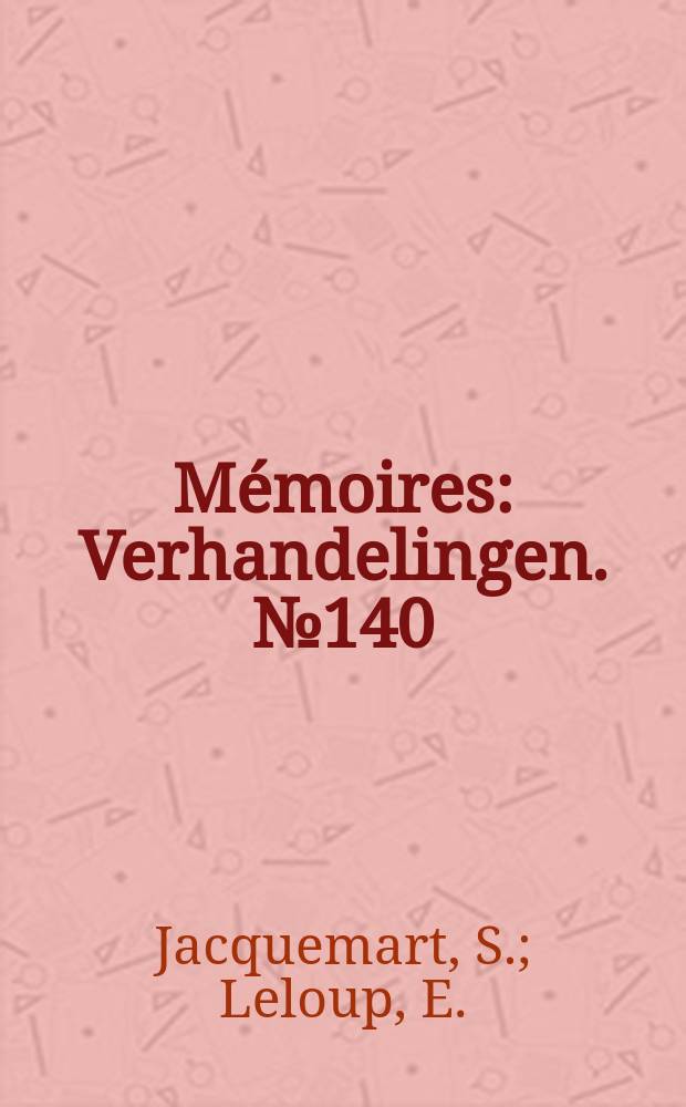 Mémoires : Verhandelingen. №140 : Écologie d'une prairie marécageuse (Chênée-Sauheid, province de Liège)