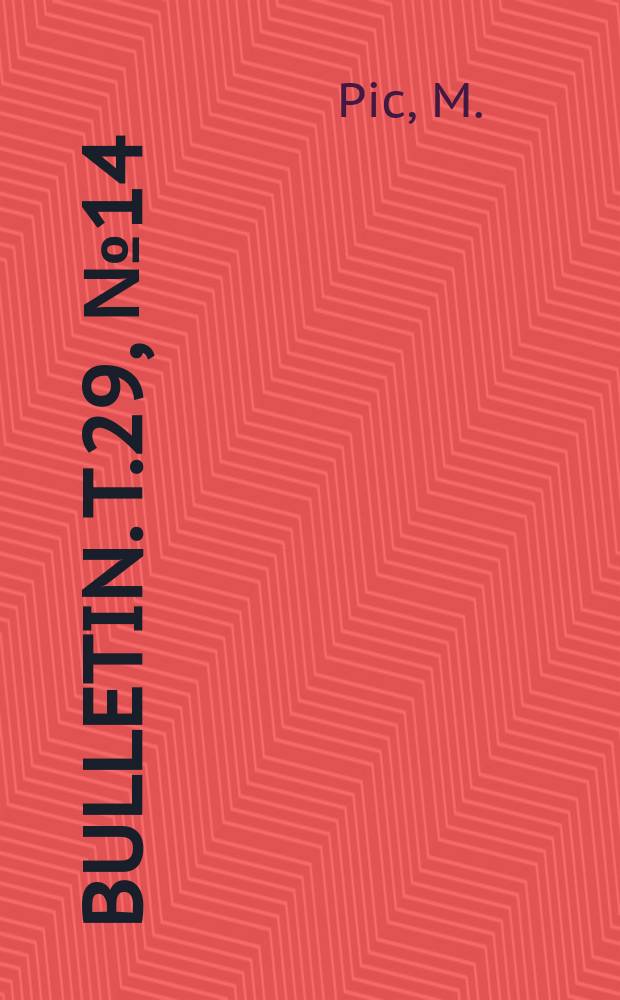 Bulletin. T.29, №14 : Coléoptères divers nouveaux du Congo belge