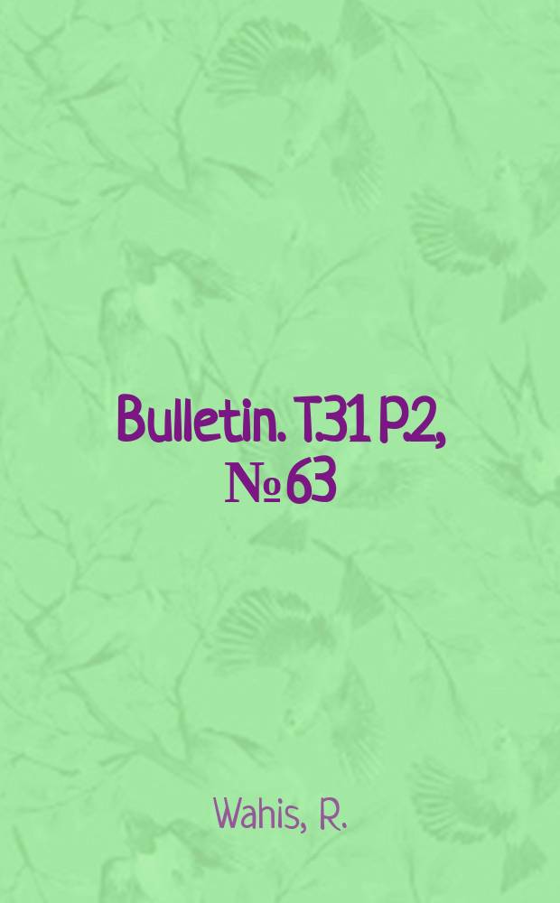Bulletin. T.31 P.2, №63 : Catalogue systématique et synonymique des hyménoptères pompilides de Belgique