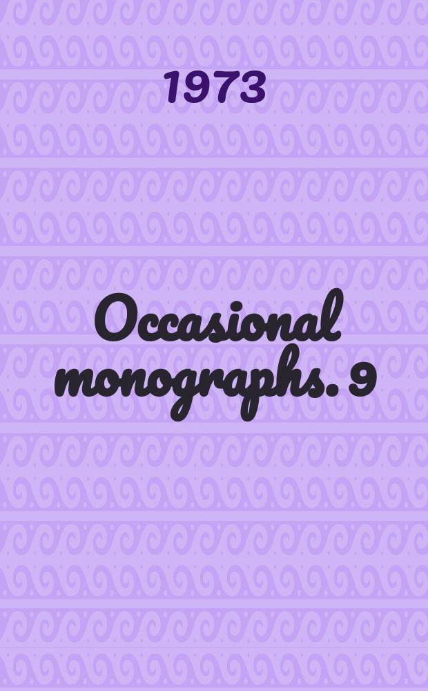 Occasional monographs. 9 : Educational and cultural rights of the minorites