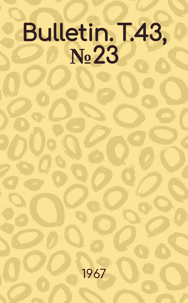 Bulletin. T.43, №23 : Liste du matériel typique conservé dans les collections entomologiques de l'Institut royal des sciences naturelles de Belgique