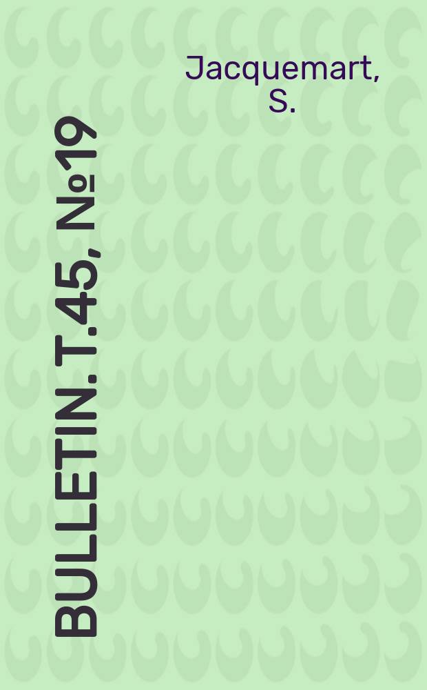 Bulletin. T.45, №19 : À propos d'Ecnomus tropicus Ulmer (Psychomyellodes tropica (Ulmer) et de deux Ecnomus nouveaux (Trichoptera)