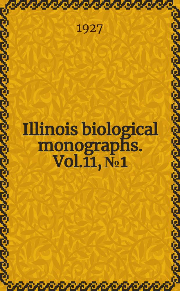 Illinois biological monographs. Vol.11, №1 : An ecological study of southern Wisconsin fishes