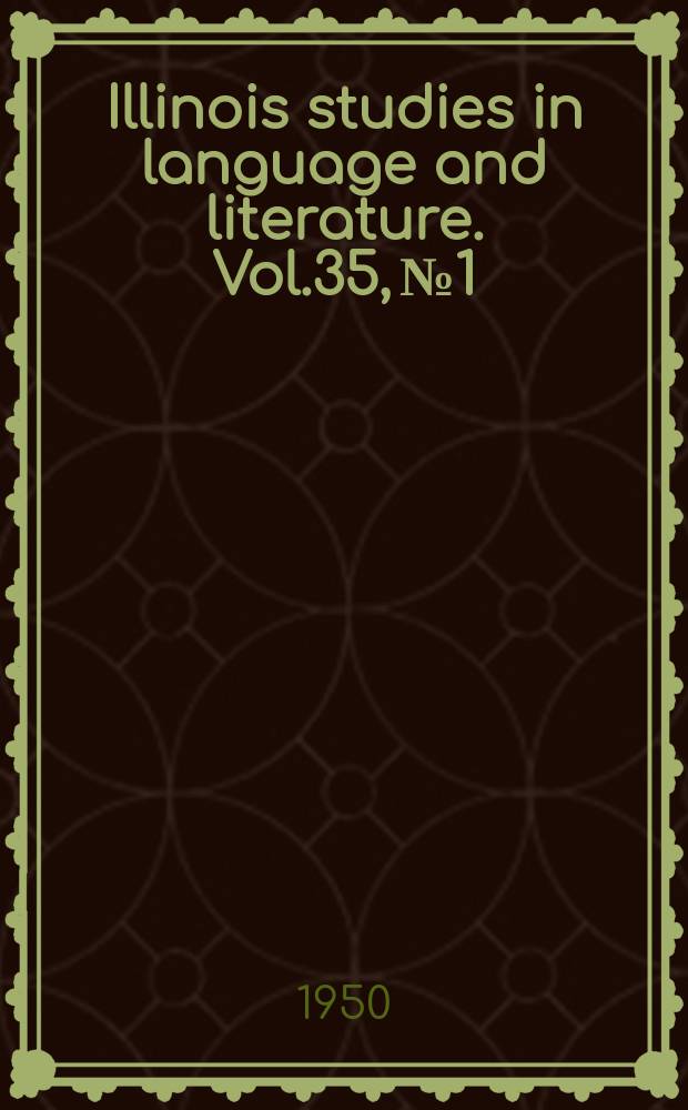 Illinois studies in language and literature. Vol.35, №1/2 : An apology against a pamphlet called