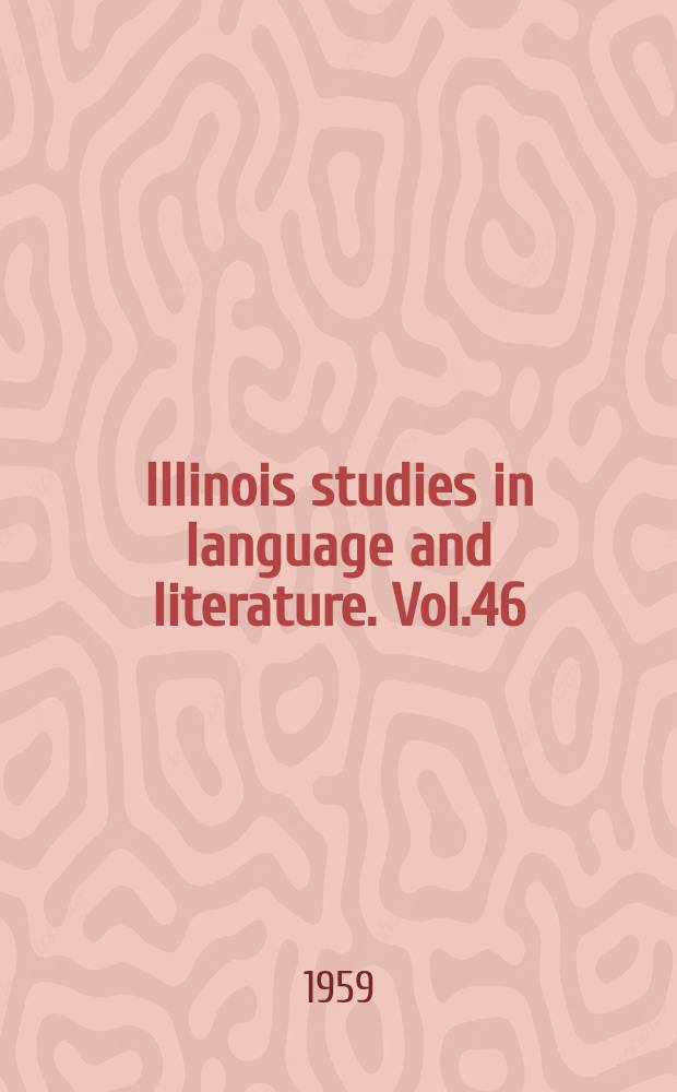 Illinois studies in language and literature. Vol.46 : Schiller 1759/1959