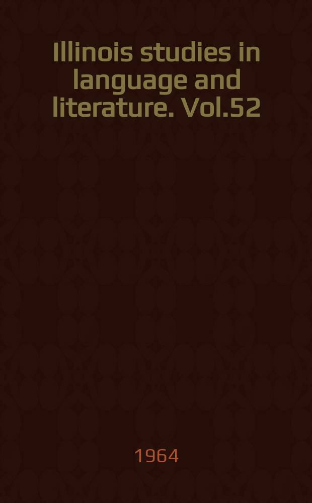 Illinois studies in language and literature. Vol.52 : A Humanist's "Treuimitation": Thomas Watson's Absalom