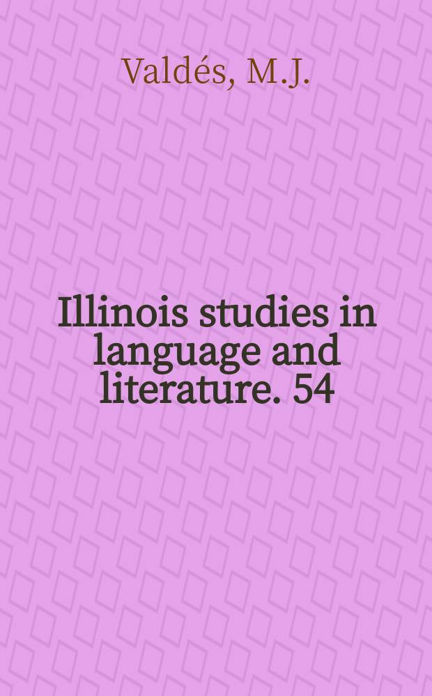 Illinois studies in language and literature. 54 : Death in the literature of Unamuno