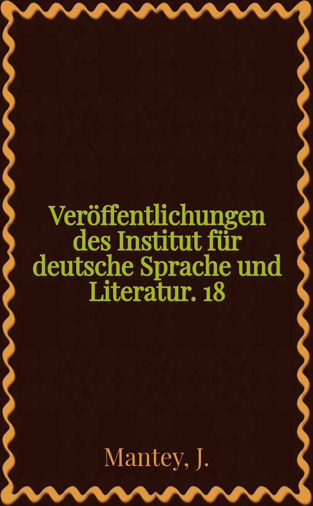 Ver&ouml;ffentlichungen des Institut f&uuml;r deutsche Sprache und Literatur. 18 : Der Sprachstil in Goethes "Torquato Tasso"