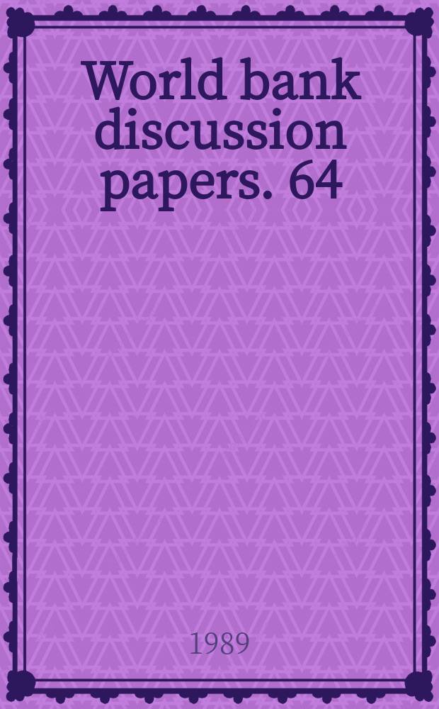 World bank discussion papers. 64 : Developing economies in transition
