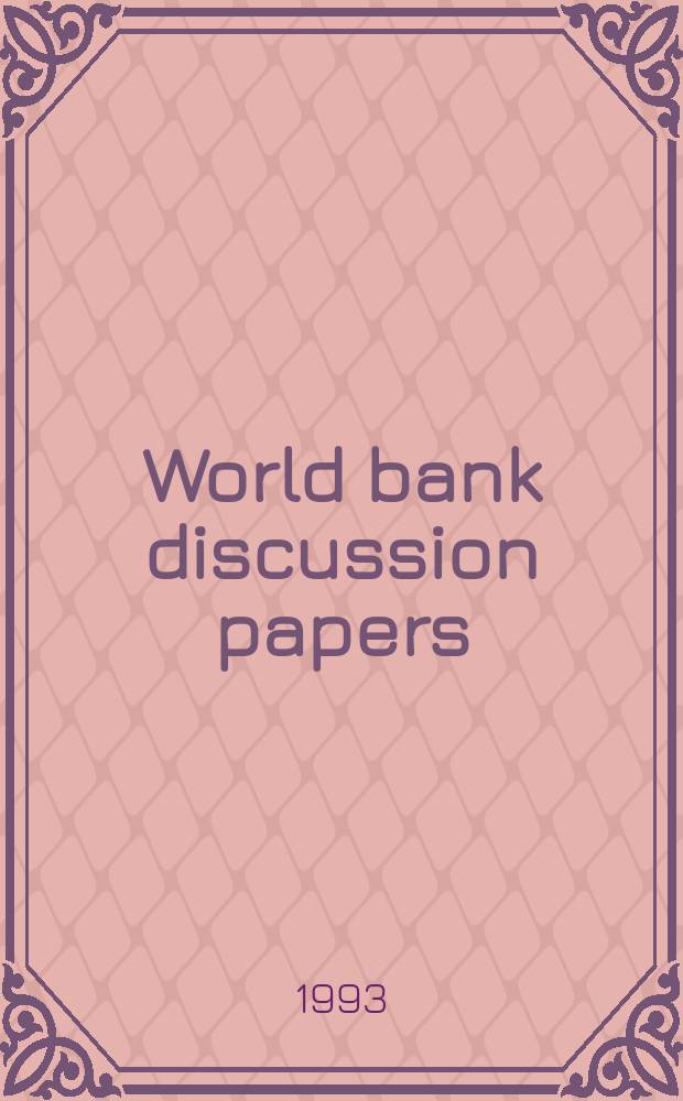 World bank discussion papers : Eastern Europe in transition