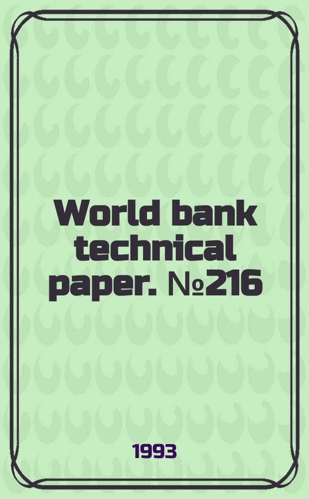 World bank technical paper. №216 : Improving cash crops in Africa