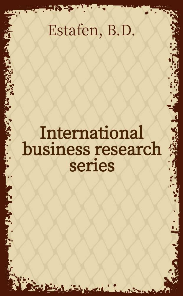 International business research series : Publ. by the Graduate school of business, Div. of research, Indiana univ. 5 : The systems transfer characteristics of firms in Spain