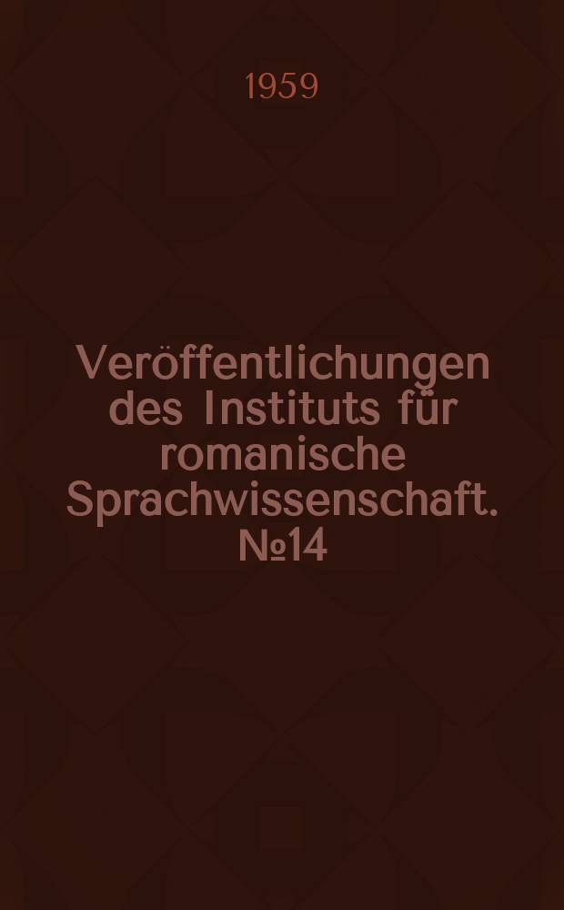 Ver&ouml;ffentlichungen des Instituts f&uuml;r romanische Sprachwissenschaft. №14 : Beitr&auml;ge zur &auml;lteren italienischen Volksdichtung