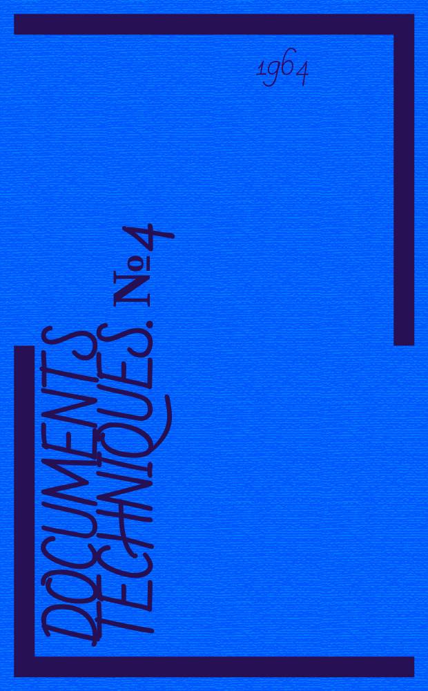 Documents techniques. №4 : Contribution a l'&eacute;tude des ph&eacute;nom&egrave;nes de r&eacute;sistances crois&eacute;es chez Drosophila melanogaster- souche Ariana S.. Sur l'existence de races g&eacute;ographiques distinctes par leur r&eacute;sistance aux insecticides chez oxycaraenus hyalini penis : M&eacute;thode de contr&ocirc;le de l'efficacit&eacute; des insecticides