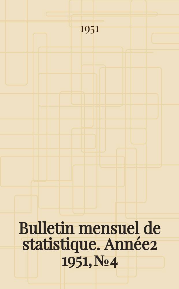 Bulletin mensuel de statistique. [Ann&eacute;e2] 1951, №4