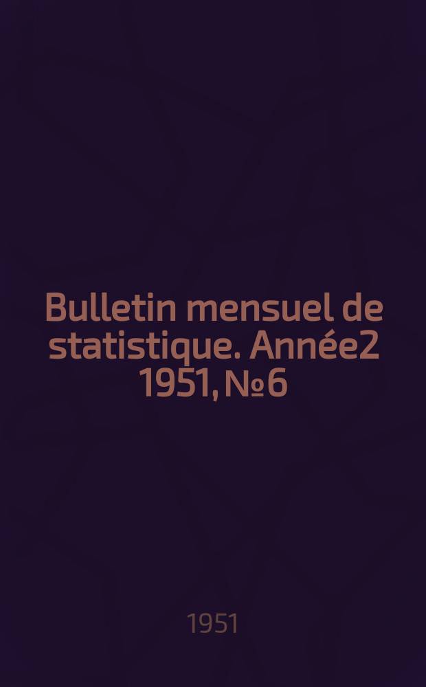 Bulletin mensuel de statistique. [Année2] 1951, №6