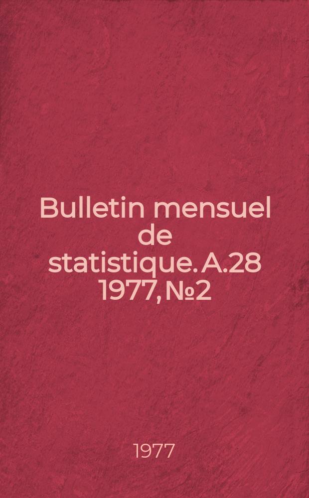 Bulletin mensuel de statistique. A.28 1977, №2